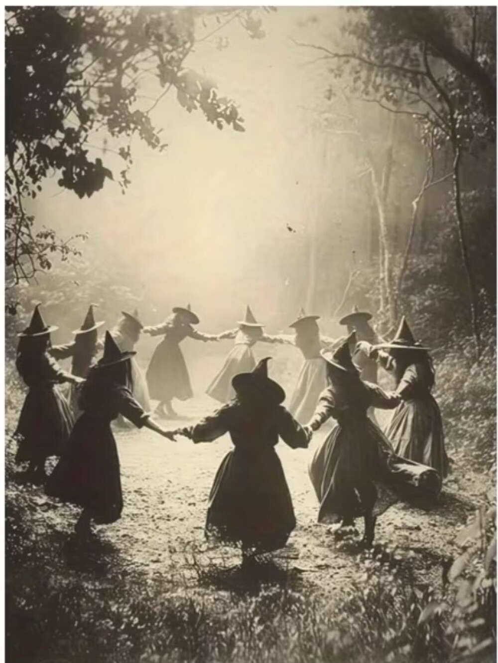 Vintage Style Witch Dance Canvas Wall Art Print